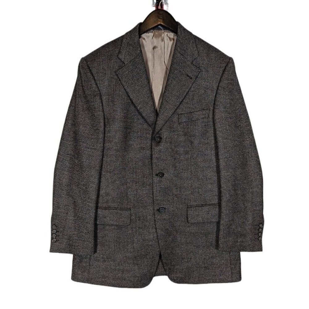Mario Barutti Wool &  Cashmere 40R Birdseye Tweed Gray Sport Coat Blazer Jacket